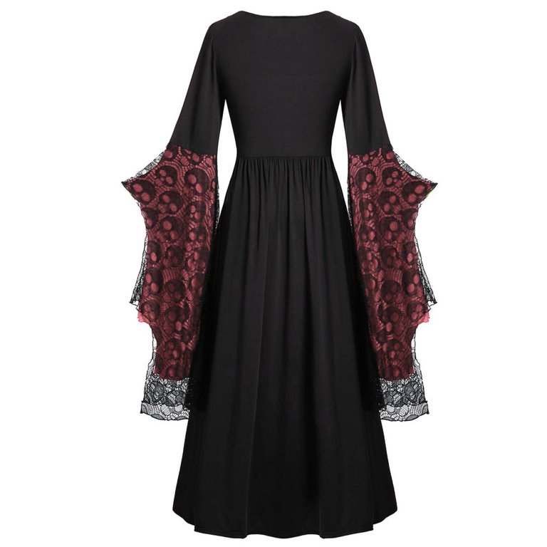 Up to 65 off!Lolmot Women's Gothic Dress Lace Skull Print Butterfly Sleeve  Midi Dress Halloween Costumes Cosplay Party Vintage Plus Size Dress -  Walmart.com