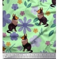 thumbnail image 1 of Soimoi Rayon Crepe Fabric Leaves,Floral & Wolf Cartoon Decor Fabric Printed Yard 46 Inch Wide, 1 of 3