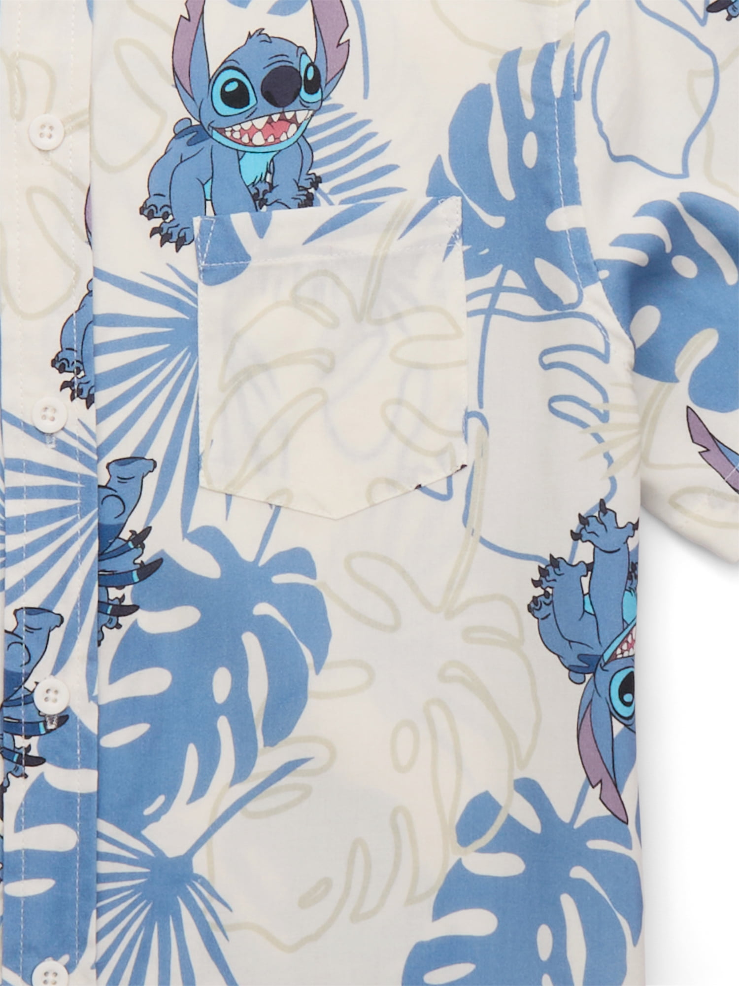 Stitch Boys' Print Button Up Shirt with Short Sleeves, Sizes 4-18