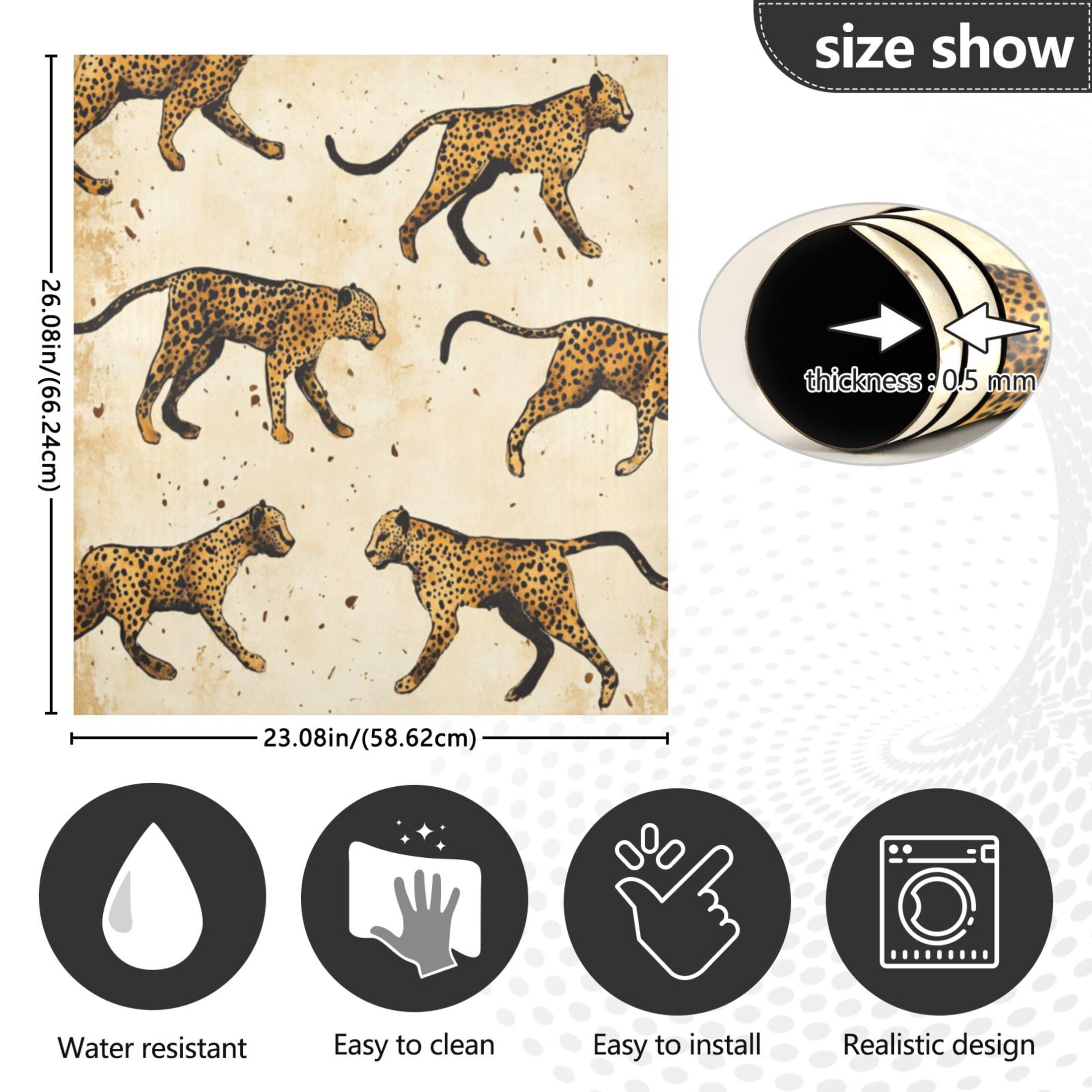 Dishwasher Magnetic Sticker 23x26 Inch Refrigerator Magnetic Sticker Washing Machine Magnetic Sticker Kitchen Panel Magnetic Sticker Home Decor Yellow Cute Leopard