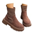 thumbnail image 3 of Women's Ankle Boots Fashion Stretch Suede Booties for Autumn Winter Comfortable Knit Casual Footwear with Elastic Design Solid Casual Style, 3 of 9