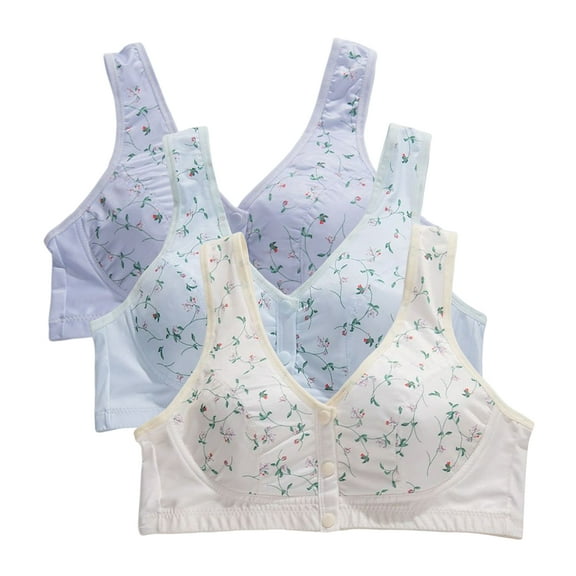 3 Pack Women's Bra Full Coverage Non Padded Wirefree Bra -Comfort and Double Support