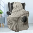 thumbnail image 4 of Rock Soft Flannel Fleece Throw Blanket, Coastal Theme Pebbles by the Beach on Raked Sand Relaxation, Cozy Plush for Indoor and Outdoor Use, 50" x 60", Dark Eggshell Dark Grey, by Ambesonne, 4 of 5