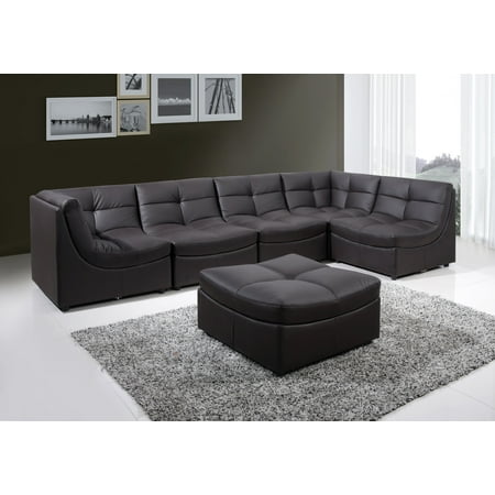 Best Master Furniture Cloud Modular Sectional 6 Pcs in Brown Bonded