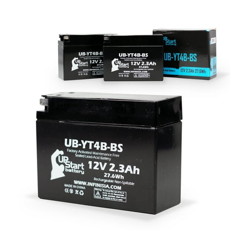 3-Pack UpStart Battery Replacement for 2010 Yamaha TTR110E 110CC Factory Activated, Maintenance Free, Motorcycle Battery - 12V, 2.3Ah, UB-YT4B-BS
