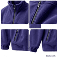 thumbnail image 4 of GUZOM Mens Full Zip Fleece Jacket,Loose Fit Stand Collar with Zipper Pockets,Purple,Size M, 4 of 7