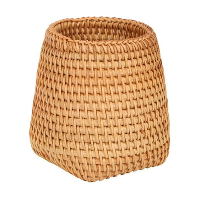 Porta bolígrafos de ratán tejido a mano, cesta de mimbre para guardar brochas de maquillaje, organizador de utensilios de cocina, decoración de mesa para el hogar
