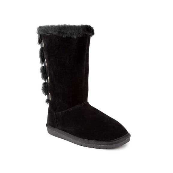 SUGAR Womens Black Strappy Comfort Panthea Round Toe Slip On Snow Boots 6 M