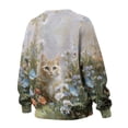 thumbnail image 6 of SCRAWLGOD Cat Floral Butterfly Print Women Sweatshirt Long Sleeve Crew Neck Sweatshirts for Women Stylish Comfy Casual Clothes Oversized Pullover Tops with Pockets, M, 6 of 7