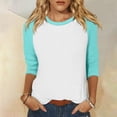 thumbnail image 2 of kaondbfi Summer Tops for Women Women's Crew Neck 3/4 Sleeve Printed T Shirt Casual Top Womens Essentials Fashion Clothing, 2 of 7