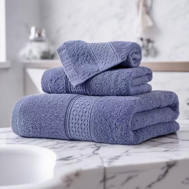 Muddy Cat Towels Luxury Bath Towel Set of 3 Pieces, 100% Turkish Cotton, Ultra Soft & Highly Absorbent for Everyday Use, 1 (700GSM) Bath Towels, 1 Hand Towels, 1Washcloths，Blue purple