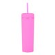 thumbnail image 2 of Toystoory Botella de agua de 16OZ, vaso de paja esmerilado de plástico de 2 capas, bebida portátil, taza de té de la leche, soporte para café y jugo Mostrada rosa fluorescente roja NO12 Toystoory HA007950-14B, 2 of 6