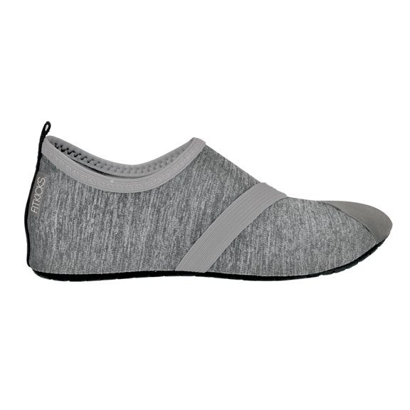 FitKicks Live Well Womens Foldable Active Lifestyle Minimalist Footwear Barefoot Yoga Water Everyday Shoes - Large - Grey