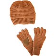 thumbnail image 1 of Unisex Soft Stretch Cable Knit Beanie and Anti-Slip Touchscreen Gloves 2 Pc Set 2 Pc Set, 1 of 2