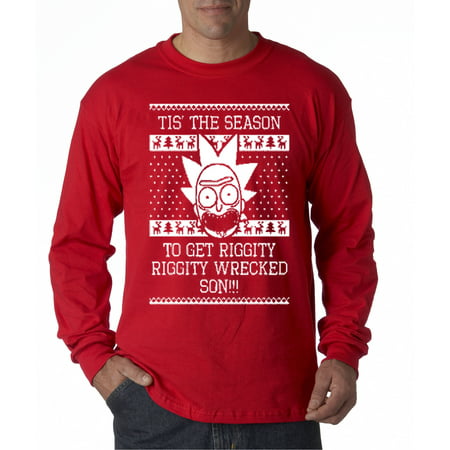New Way 805 - Unisex Long-Sleeve T-Shirt Tis The Season Riggity Wrecked Son Rick Morty 2XL (Best Mortys In Pocket Mortys 2019)