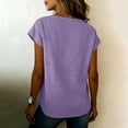 thumbnail image 5 of Craaazy Women Casual Tops Loose Fit Solid Color V Neck Wrap Front Short Sleeve Cotton Linen Blouses for Summer Gift, 5 of 6