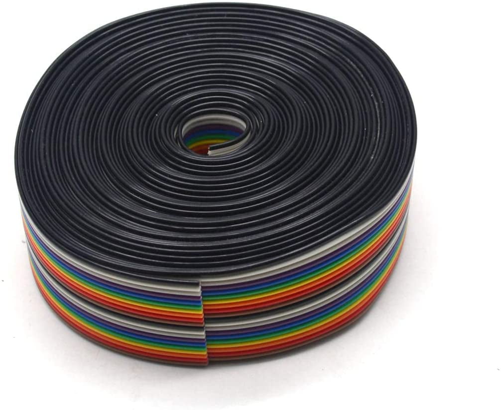 16FT Stranded Rainbow Flat Ribbon 10 Way Cable 10 pin 28AWG Pitch 1.27mm 