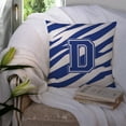 thumbnail image 3 of Letter D Initial Tiger Stripe Blue and White Fabric Decorative Pillow, 3 of 4