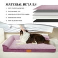 thumbnail image 6 of Exclusivo Mezcla Jacquard Orthopedic Pet Bed for Median Dogs, 30"X20" Waterproof L Shaped Dog Bed with Washable Cover, Purple, 6 of 8