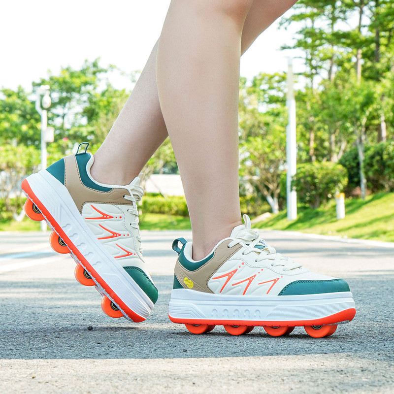 KOFUBOKE Roller Skate Shoes & Unisex Sneakers with 4 Wheels for Outdoor Sports Activities