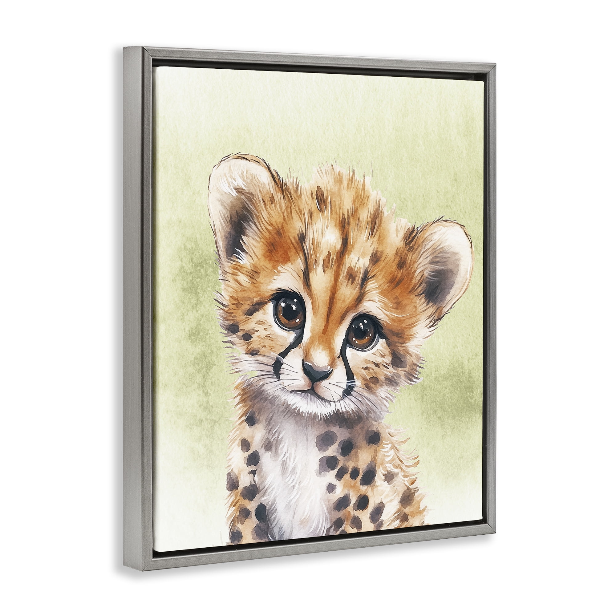 Stupell Industries Jungle Friends Baby Cheetah Gray Framed Floater Canvas Wall Art, design by Christine Simpson Art