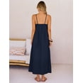 thumbnail image 4 of Merokeety Womens Summer Dresses Boho Spaghetti Strap Square Neck Linen Blend Maxi Sundress Navy m, 4 of 6