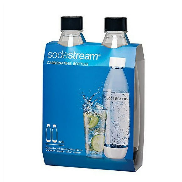 Botellas de carbonatación SodaStream Slim, 1 litro, paquete de 2, negras SodaStream NA