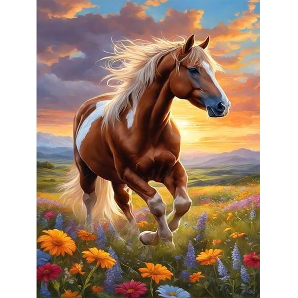 Kits de pintura de diamantes de caballo para adultos, kits de arte de diamantes para adultos, kit de arte de gemas 5D para adultos, kit de manualidades para adultos, regalo de decoración de pared para