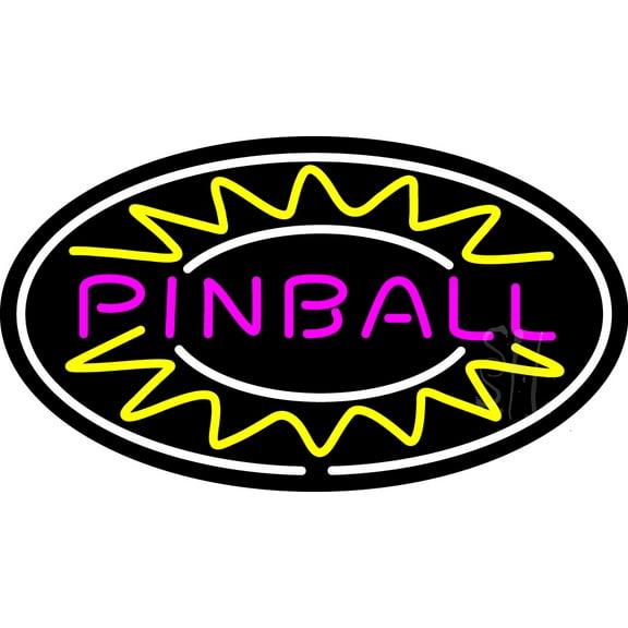 Pinball 3 LED Neon Sign 13 x 24 - inches, Black Square Cut Acrylic Backing, with Dimmer - Bright and Premium built indoor LED Neon Sign for wall décor, arcarde, and storefront.