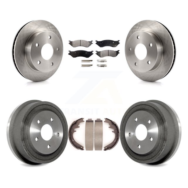 Transit Auto Front Rear Disc Brake Rotors Semi-Metallic Pads and Drum Kit for Car 2000-2001 Dodge Ram 1500 4WD K8F-103174