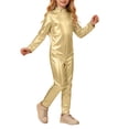 thumbnail image 6 of Girls Shiny Metallic Mock Neck Unitard Long Sleeve Full Jumpsuit Kids Slim Fit Bodysuit Dance Leotard Turtleneck Jumpsuit, 6 of 8