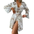 thumbnail image 3 of Puliio Robes For Women Satin Lace Sexy Cardigan Bathrobe Robe Soft Cozy Nightgown,Size S, 3 of 8