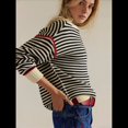 thumbnail image 4 of Sudadera Holgada A Rayas para Mujer, Cuello Redondo, Larga, Sudaderas con Capucha, Moda de Verano 2025, Jersey de Cuello Alto. Albaricoque XL, 4 of 8