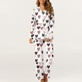 thumbnail image 2 of yoeyez Pajamas for Women 2 Piece Love Heart Printed Pajamas Sets Ladies Loungewear Button-Down Long Sleeve and Pant Pj Sets Soft Sleepwear Multicolor 3XL, 2 of 7