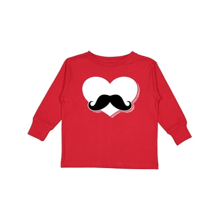 

Inktastic Mustache Heart BLK Gift Toddler Boy or Toddler Girl Long Sleeve T-Shirt