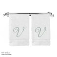 thumbnail image 2 of Monogrammed Hand Towel, Personalized Gift, 16 x 30 Inches - Set of 2 - Silver Embroidered Towel - Extra Absorbent 100% Turkish Cotton- Soft Terry Finish - For Bathroom, Kitchen and Spa- Script V White, 2 of 3