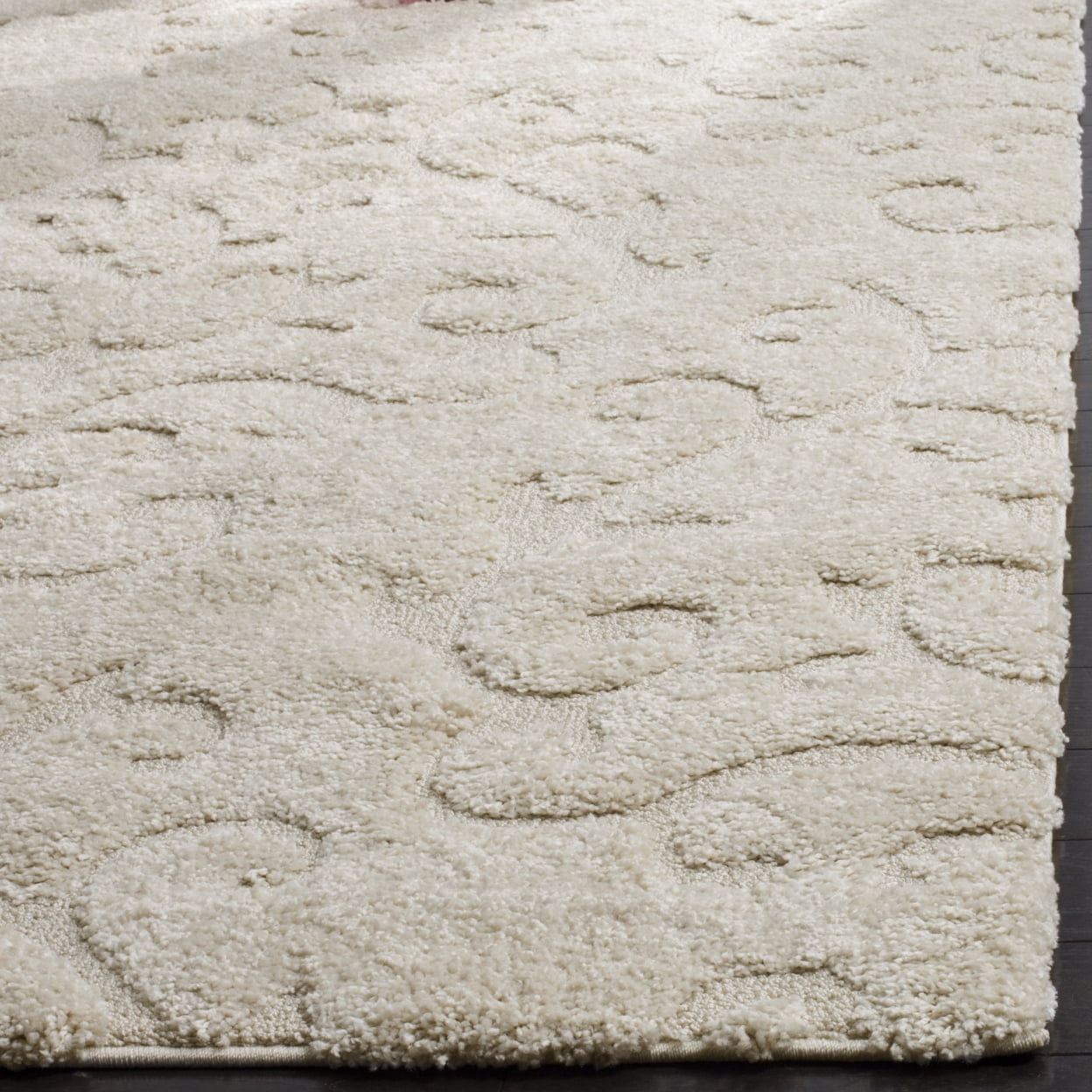 SAFAVIEH Florida Kalina Damask Shag Area Rug, Cream/Beige, 9'6" x 13'