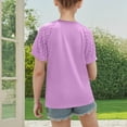 thumbnail image 4 of tarylea Girls Tops Crochet Short Sleeve Shirts Round Neck T Shirts Loose Fitted Summer Blouses, 4 of 8