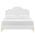 thumbnail image 5 of Platform Bed Frame, Rivet Nailhead, King Size, White, Velvet, Mid Century Bedroom, Modern Contemporary Boutique HB35447, 5 of 12