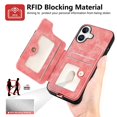 thumbnail image 4 of Dteck for iPhone 16 Plus Case Wallet with Card Holder,Ring Stand,RFID-Blocking PU Leather Protective Magnetic Flip Cover with Wrist Strap for iPhone 16 Plus 6.7",Pink, 4 of 10