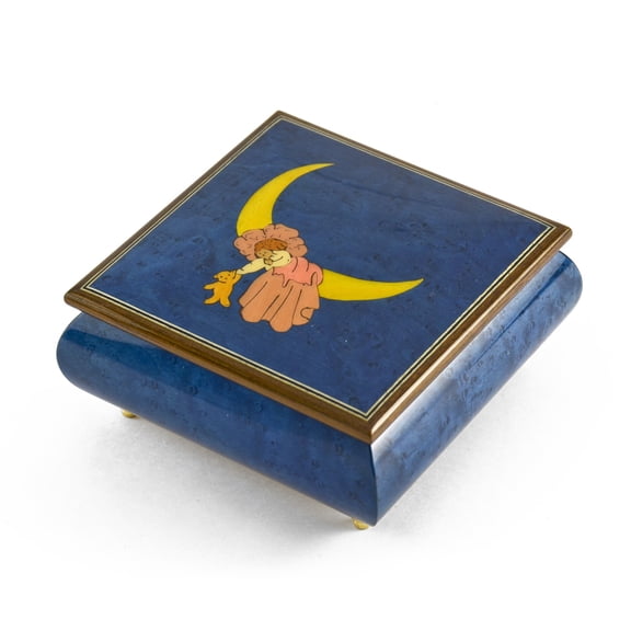 Adorable 18 Note Handcrafted Dark Blue Baby Sleeping on the Moon Musical Keepsake