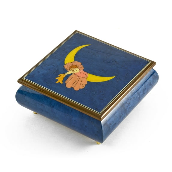 Adorable 18 Note Handcrafted Dark Blue Baby Sleeping on the Moon Musical Keepsake - Baby Elephant Walk