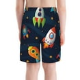 thumbnail image 3 of Cauagu Spaceships and Stars Print Swim Trunks for Men,Youth Boys Swim Shorts Compression Liner Beach Shorts Boys' Swimming Shorts 7-20 Years Bathing Suit-Medium, 3 of 7