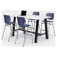 thumbnail image 2 of KFI Studios Midtown 6' x 3' Pub Table Set, Designer White , 4 Navy KOOL Stools, 2 of 2