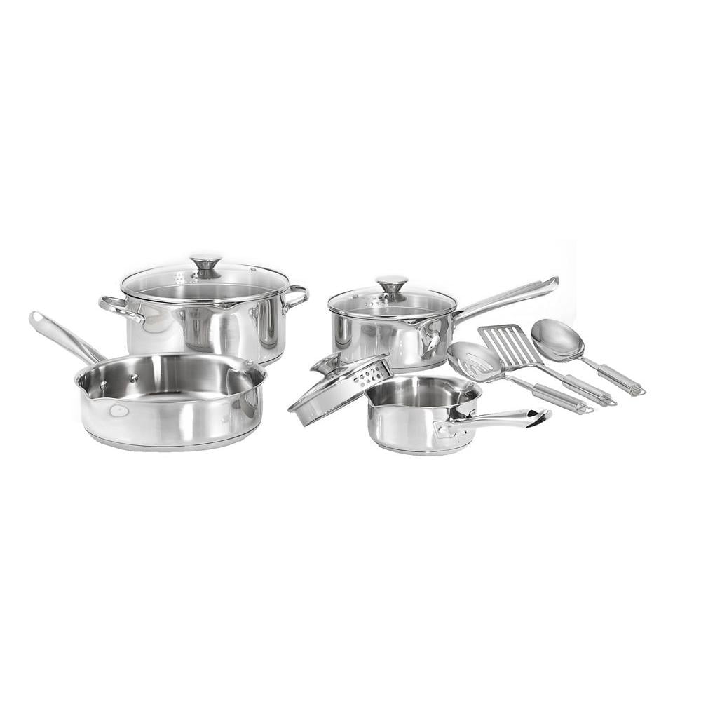 WearEver Cook and Strain 10-Piece Stainless Steel Cookware Set