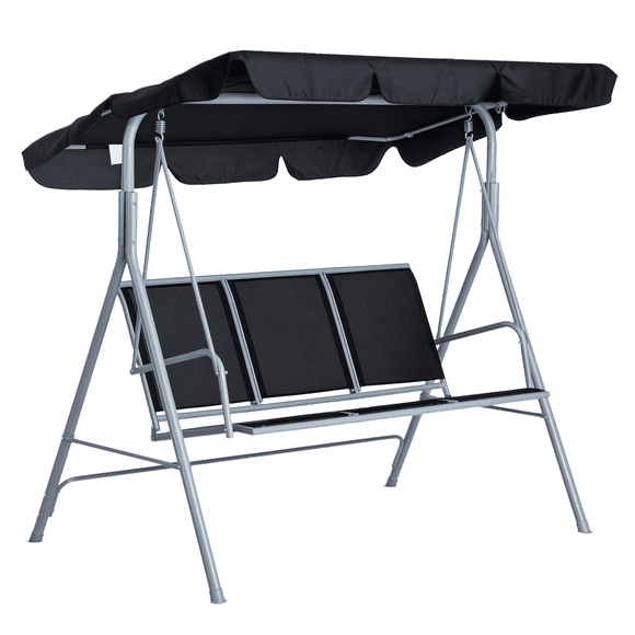 Outsunny 3-Seater Patio Swing, Outdoor Swing Chair, Black