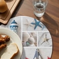 thumbnail image 3 of Blue Oceans Beach Round 13 Inch Placemats Set of 6, Nautical Coastal Starfish Seashell HeatResistant Non Slip Place Mats for Dining Table, Wipeable Braided Kitchen Table Mats for Housewarming, 3 of 9