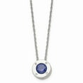 thumbnail image 1 of White Stainless Steel necklace with pendant (09) September Cubic Zirconia CZ 20 in, 1 of 3