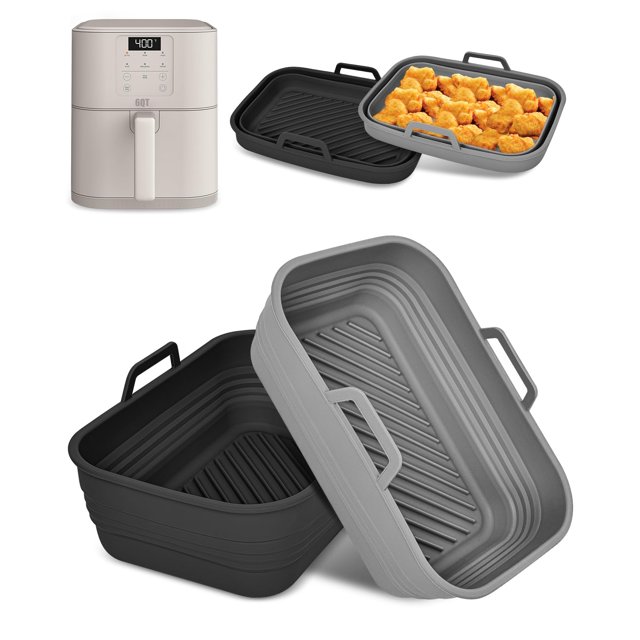 Forros de silicona para freidora Bella 6Qt Slim Air Freyer, paquete de 2 unidades, gris+negro
