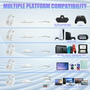 UHM Gaming Headset Wired for PS5 PS4 PC Xbox One Controller,Noise Cancelling Over Ear Headphones with Mic,LED Light,Bass Surround,Soft Memory Earmuffs for Laptop Mac,White